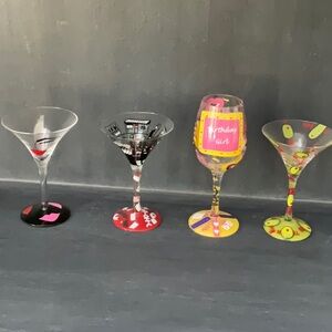 Lolita hand painted wine and martini glasses. New never used.